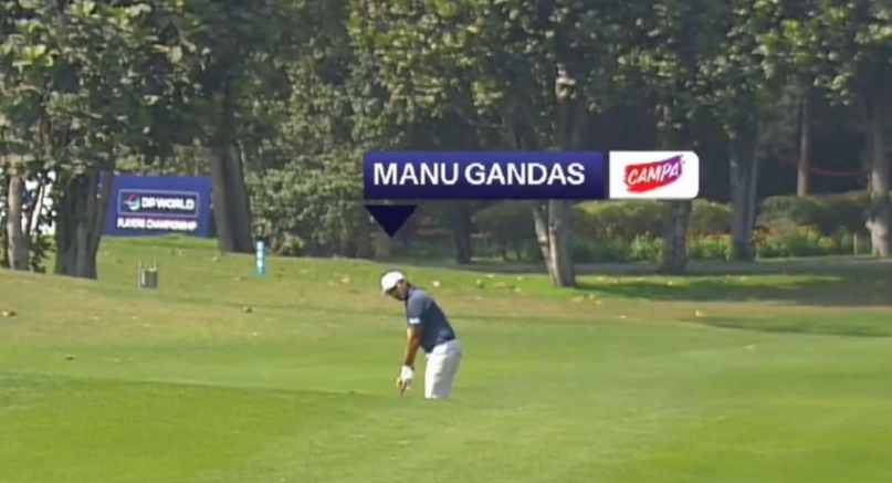 GolfAI player tag rendered live on a professional tournament broadcast